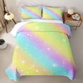 thumbnail image 1 of Erosebridal Rainbow Stars Line Twin Quilt Set,Glitter Print Galaxy Twin Coverlet Set For Girls,2 Pieces, 1 of 7