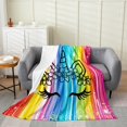 thumbnail image 1 of Erosebridal Rainbow Stripe Flannel Blanket, Kawaii Floral Unicorn Sherpa Throw, Animal Print Decor, 1 of 5