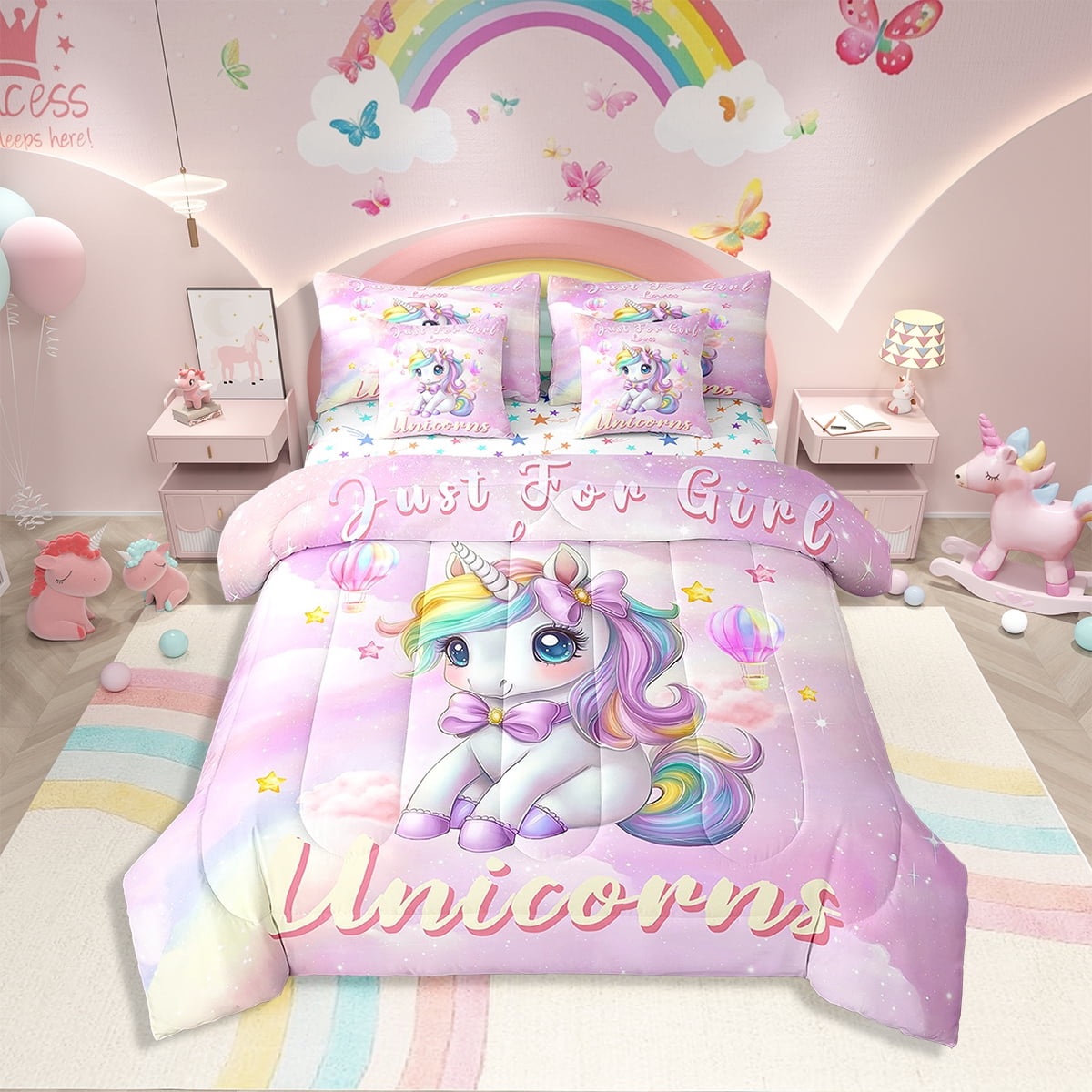 Glitter Rose Frame Unicorn Bedding main image 1