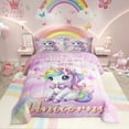 thumbnail image 1 of Erosebridal Rainbow Unicorn Comforter Sets, Room Decorative, Pink 2 Pieces, 1 of 6