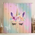 thumbnail image 1 of Erosebridal Rainbow Unicorn Window Curtains for Bedroom Living Room Cute Unicorn Curtains 30%-50% Blackout Pink Floral Window Drapes Butterfly Star Window Treatments 38W X 45L,2 Panels, 1 of 5