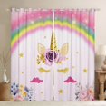 thumbnail image 1 of Erosebridal Rainbow Unicorn Window Curtains for Bedroom Living Room Glitter Star Print Curtains 30%-50% Blackout Pink Rose Window Drapes Gold Pink Window Treatments 42W X 90L,2 Panels, 1 of 5