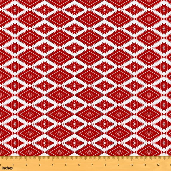 Erosebridal Red Aztec Fabric by the Yard 5 Yards, Tribal Diamond Geometric Fabric for Sewing