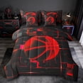 thumbnail image 1 of Erosebridal Red Basketball Bedding Twin Size,Modern Geometric Grid Comforter Sets with Sheets,Glowing Neon Light Bedding Sets Twin Size For Teens,Breathable Room Decor Reversible,7pcs, 1 of 6