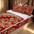 thumbnail image 1 of Erosebridal Red Bohemian Western Paisley Zipper Twin Comforter Sets with Fitted Sheet and 2 Pillowcases for Women Girls, Retro Damask Floral Zipper Bedding Set, Reversible, 4 Pieces, 1 of 7