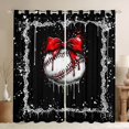 thumbnail image 1 of Erosebridal Red Bow Baseball Curtains Pack of 2 (42x84 Each), Sport Curtains Blackout for Girls and Boys, 1 of 6