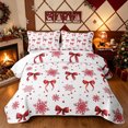 thumbnail image 1 of Erosebridal Red Bow Bed Spread Queen, Snowflake Ornament Queen Coverlet Set, White Red, 3 Pieces, 1 Quilt and 2 Pillowcases, 1 of 7