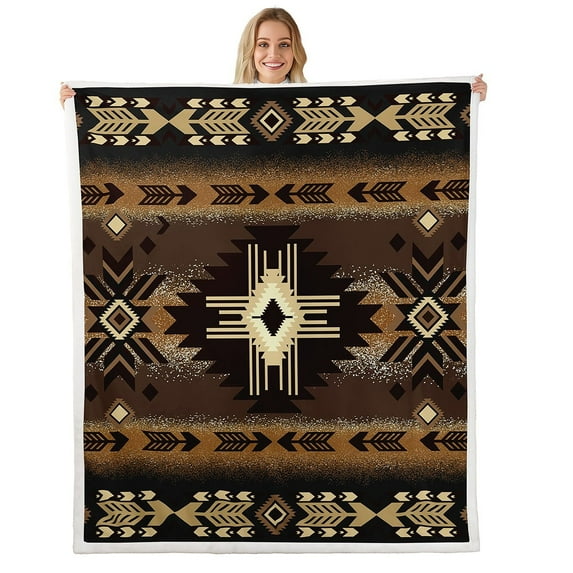 Erosebridal Bohemian Aztec Throw Blanket for Couch,Hippie Tribal Plush Blanket,Breathable Sherpa Blanket 30x40,Boho Decoration