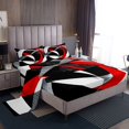 thumbnail image 1 of Erosebridal Red Circle Full Sheet Sets,Geometric Stripes Bedding Full Size,Round Lines Bed Sheets Set Full Size,Ultra Soft Abstract Bedroom Decorative,4pcs, 1 of 7