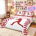 thumbnail image 1 of Erosebridal Red Dripping Baseball Stitch & Batter Silhouette Graphic Queen Sheet Sets 4 Pieces, Sport Graphic Bed Set for Boys And Girls Kids,Super Cozy Room Decor, 1 of 5