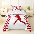 thumbnail image 1 of Erosebridal Red Dripping Baseball Stitch & Batter Silhouette Graphic Twin Comforter Sets 3-Piece, Sport Graphic Bedding Set for Boys And Girls Kids,Super Cozy Room Decor, 1 of 6