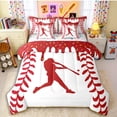 thumbnail image 1 of Erosebridal Red Dripping Baseball Stitch & Hitter Silhouette Graphic Bedding Comforter Set 7-Piece, Sport Graphic King Bedding Sets for Boys And Girls Kids,Super Cozy Room Decor, 1 of 6