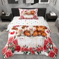 thumbnail image 1 of Erosebridal Red Flowers Blossom Twin Comforter Sets,Cute Farm Highland Cow Bedding Set For Men Women, Reversible 2 Pieces, 1 of 7