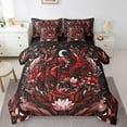 thumbnail image 1 of Erosebridal Red Magical Dragon Bedding Sets Twin Size,Plant Floral Leaves Comforter Sets with Sheets,Cartoon Animal Bed in a Bag Twin Size For Youth,Breathable Room Decor Reversible,7-Piece, 1 of 6