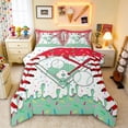 thumbnail image 1 of Erosebridal Red & Mint Dripping Baseball Field & Red Bats Graphic Queen Comforter Set 3pcs, Baseball Graphic Bedding Comforter Set for Boys And Girls Kids,Ultra Soft Home Decor, 1 of 6