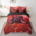 thumbnail image 1 of Erosebridal Red Motorcycle Bedding Full Size, Neon Geometry Bed in a Bag Full size, Sports Theme Decor, Reversible 7-Piece, 1 of 5