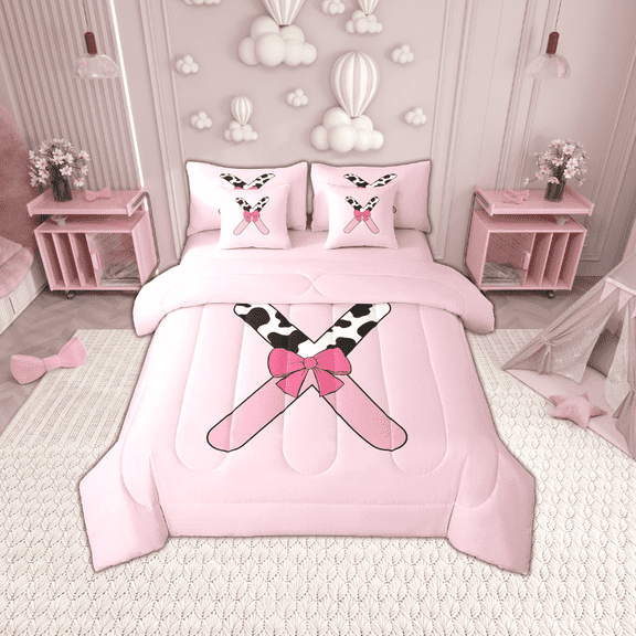 Erosebridal Personalized Alphabet X Bedding Sets Twin Size,Kawaii Initial Comforter Sets with Sheets,Lightweight Reversible Bed in a Bag Twin size,Teenager Bedroom Decor,7pcs