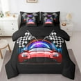 thumbnail image 1 of Erosebridal Red Race Car Bedding Sets Twin Size, Speed Sports Comforter Sets with Sheets, Checkered Flag Decor, Reversible 7-Piece, 1 of 6