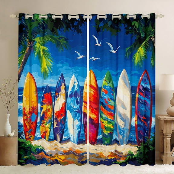 Erosebridal Teen Ocean Life Curtains and Drapes (38x54),Sea Surfing 30%-50% Blackout Curtains for Bedroom,Marine Room Decorative