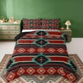 thumbnail image 1 of Erosebridal Red Teal Brown Queen Comforter Set, Bohemian Aztec Bedding Comforter Set, Black Reversible 3 Pieces, 1 Comforter and 2 Pillowcases, 1 of 6