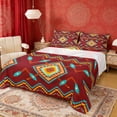 thumbnail image 1 of Erosebridal Red Teal Orange Aztec Queen Sheet Sets, Hippie Bohemian Geometric Bed Set, 4-Piece 1 Flat Sheet, 1 Fitted Sheet and 2 Pillowcases, 1 of 5