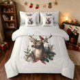 thumbnail image 1 of Manfei Reindeer Queen Bedding 7 Pieces Christmas Bedding Comforter Set Queen, Lilac White, Gray Reversible, 1 of 6