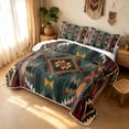 thumbnail image 1 of Erosebridal Retro Aztec Quilt King, Bohemian Triangle King Coverlet Set, Forest Green Terracotta 3pcs, 1 Bedspread and 2 Pillowcases, 1 of 7