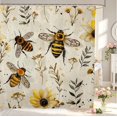 thumbnail image 1 of Erosebridal Retro Bee Shower Curtain 72Wx78L,Boho Sunflower Floral Bath Curtain,Cream Yellow, 1 of 5