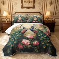 thumbnail image 1 of Erosebridal Retro Blossom Twin Quilt Set, Vintage Flower Twin Coverlet Set, Black Reversible, Teal Pink, 2 Pieces (1 Bedspread and 1 Pillowcase), 1 of 7