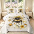thumbnail image 1 of Erosebridal Retro Bug Bee Twin Quilt Set,Cartoon Flowers Twin Coverlet Set,Cream Black,2pcs,1 Bedspread and 1 Pillowcase, 1 of 7