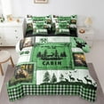 thumbnail image 1 of Erosebridal Retro Cabin Farmhouse Bedding Sets Twin Size,Hunting Theme Comforter Sets with Sheets,Green Buffalo Decorative,Reversible,7pcs, 1 of 5