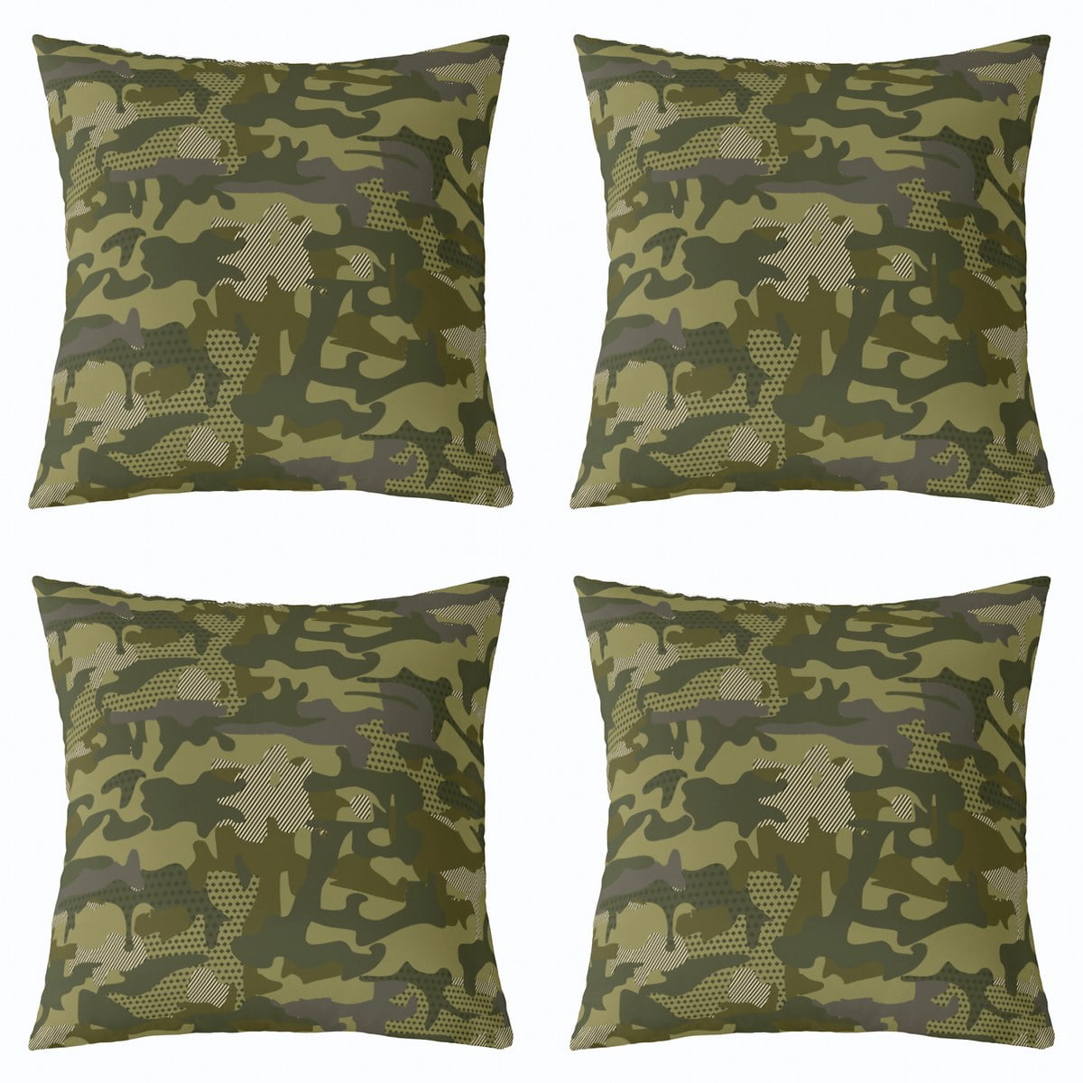 Erosebridal Retro Camouflage Pillow Cases Set of 4, Army Green Cushion ...