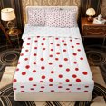 thumbnail image 1 of Erosebridal Retro Casual Pattern Zipper Full Size Comforter Sets with Fitted Sheet and 2 Pillowcases,Polka Dot Print Zipper Bedding Set,Red White,Reversible, 1 of 6
