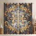 thumbnail image 1 of Erosebridal Retro Damask Flower Curtains Pack of 2 (52x63),Boho Bohemain Black Out Curtains,Gold Gray Gothic Flower Curtains for Living Room For Kids,Breathable Bedroom Decor, 1 of 7
