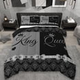 thumbnail image 1 of Erosebridal Retro Damask Flower Queen Comforter Set,Silver Bowknot Queen And King Bedding Comforter Set For Adults, Reversible 3-Piece, 1 of 7