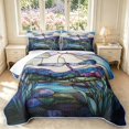 thumbnail image 1 of Erosebridal Retro Dragonfly Quilt Full,Bohemian Plants Full Bedspread Sets,Blue Purple,3-Piece,1 Coverlet and 2 Pillowcases, 1 of 7