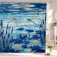 thumbnail image 1 of Erosebridal Retro Dragonfly Shower Curtain 72Wx72L,Cartoon Flower Bathroom Curtain,Blue White, 1 of 5
