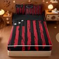 thumbnail image 1 of Erosebridal Retro Flag Pattern Zipper Queen Comforter Set with Fitted Sheet and 2 Pillowcases,Red Geometric Stripe Zipper Bedding Set For Boys,Black Reversible,4pcs, 1 of 7