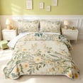 thumbnail image 1 of Erosebridal Retro Flower Bed Spread Queen, Vintage Botanical Leaves Queen Coverlet Set, Reversible, Cream Sage, 3pcs (1 Quilt and 2 Pillowcases), 1 of 6