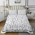 thumbnail image 1 of Erosebridal Retro Flowers Floral Quilt Sets for Queen Size Bed,Spring Garden Bed Set,Black White, 1 of 5