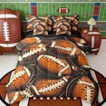 thumbnail image 1 of Erosebridal Retro Football Pattern Bedding Comforter Set, Vintage Sports King Bedding Sets for Men and Boys, Black Reversible 7pcs, 1 of 6