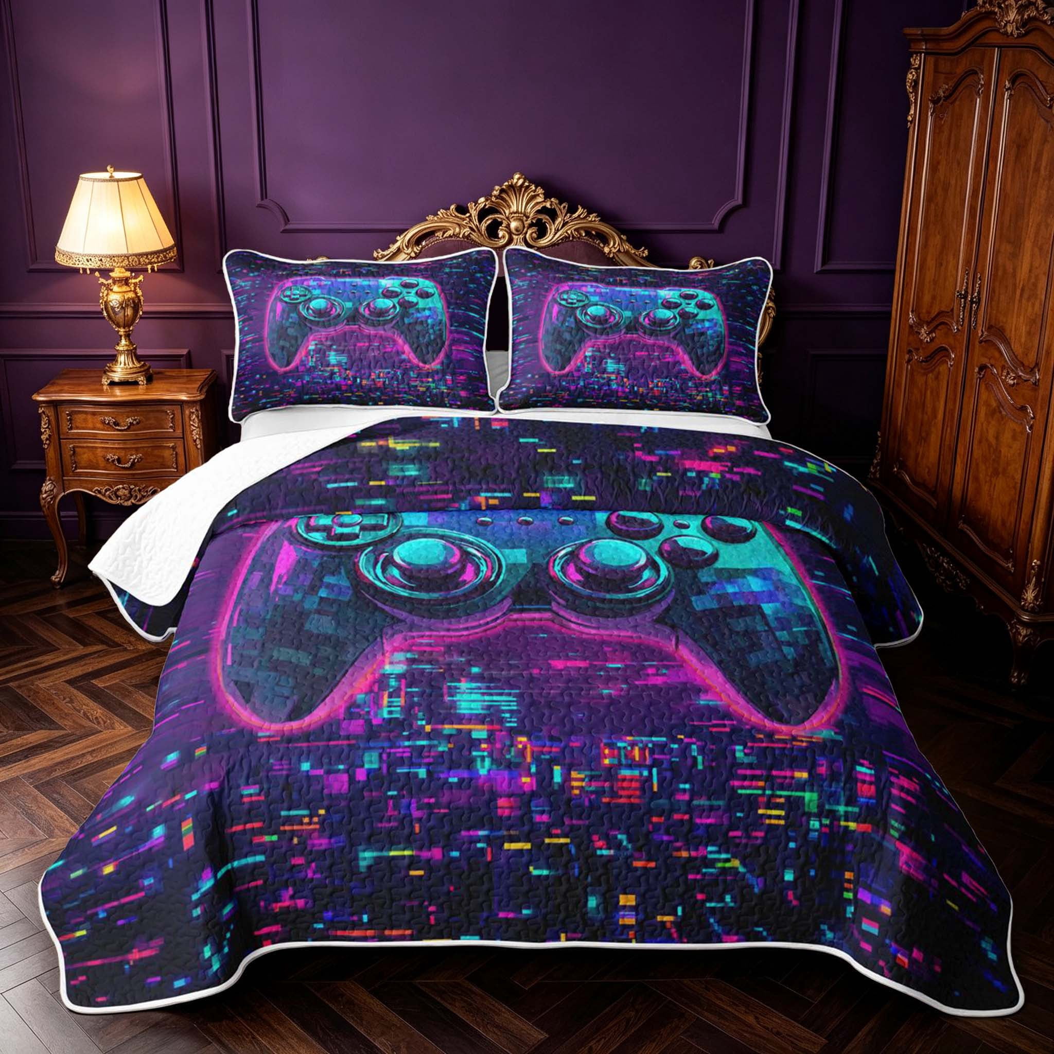 Erosebridal Retro Game Controller Twin Quilt Set,Pixel Vintage Twin ...