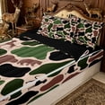 thumbnail image 1 of Erosebridal Retro Green Camo Zipper Full Size Comforter Sets with Fitted Sheet and 2 Pillowcases for Boys Men, Woodland Animal Wildlife Zipper Bedding Set, Black Reversible, 4-Piece, 1 of 7