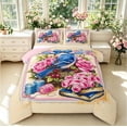 thumbnail image 1 of Erosebridal Retro Hummingbird King Size Comforter Sets,Cartoon Flower Comforters King Size,Cream Pink,Pink Reversible,3pcs,1 Comforter and 2 Pillowcases, 1 of 7