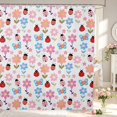 thumbnail image 1 of Erosebridal Retro Ladybug Shower Curtain 72Wx78L,Cartoon Flowers Bath Curtain,White Blue, 1 of 5