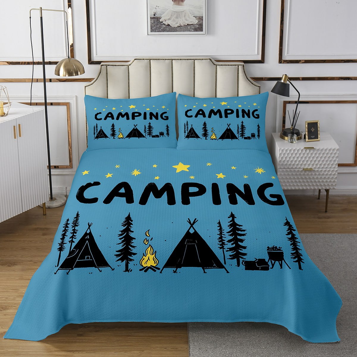 Erosebridal Retro Lodge Cabin Coverlet Set Queen, Rustic Camper Bedding ...