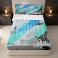 thumbnail image 1 of Erosebridal Retro Oil Painting Zipper Full Size Comforter Sets with Fitted Sheet and 2 Pillowcases, Blue Gray Ombre Zipper Bedding Set, Reversible, 1 of 7