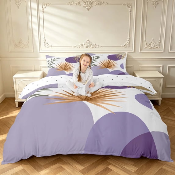 Erosebridal Retro Palm Leaf Duvet Cover Queen,Circle Arch Foliage Queen ...