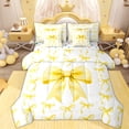 thumbnail image 1 of Erosebridal Retro Ribbon Bedding Comforter Set 7pcs for Kid, Butterfly Knot Queen Bedding Sets, White Yellow, 1 of 7