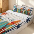 thumbnail image 1 of Erosebridal Retro Surfboard Zipper Twin Comforter Sets with Fitted Sheet and 2 Pillowcases for Boys Men, Tropical Palm Print Zipper Bedding Set, Orange Teal, Reversible, 4-Piece, 1 of 7